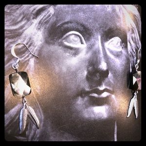 Feathered Black Mother of pearl earrings